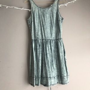 Denim Acid Washed Skater Skirt Dress